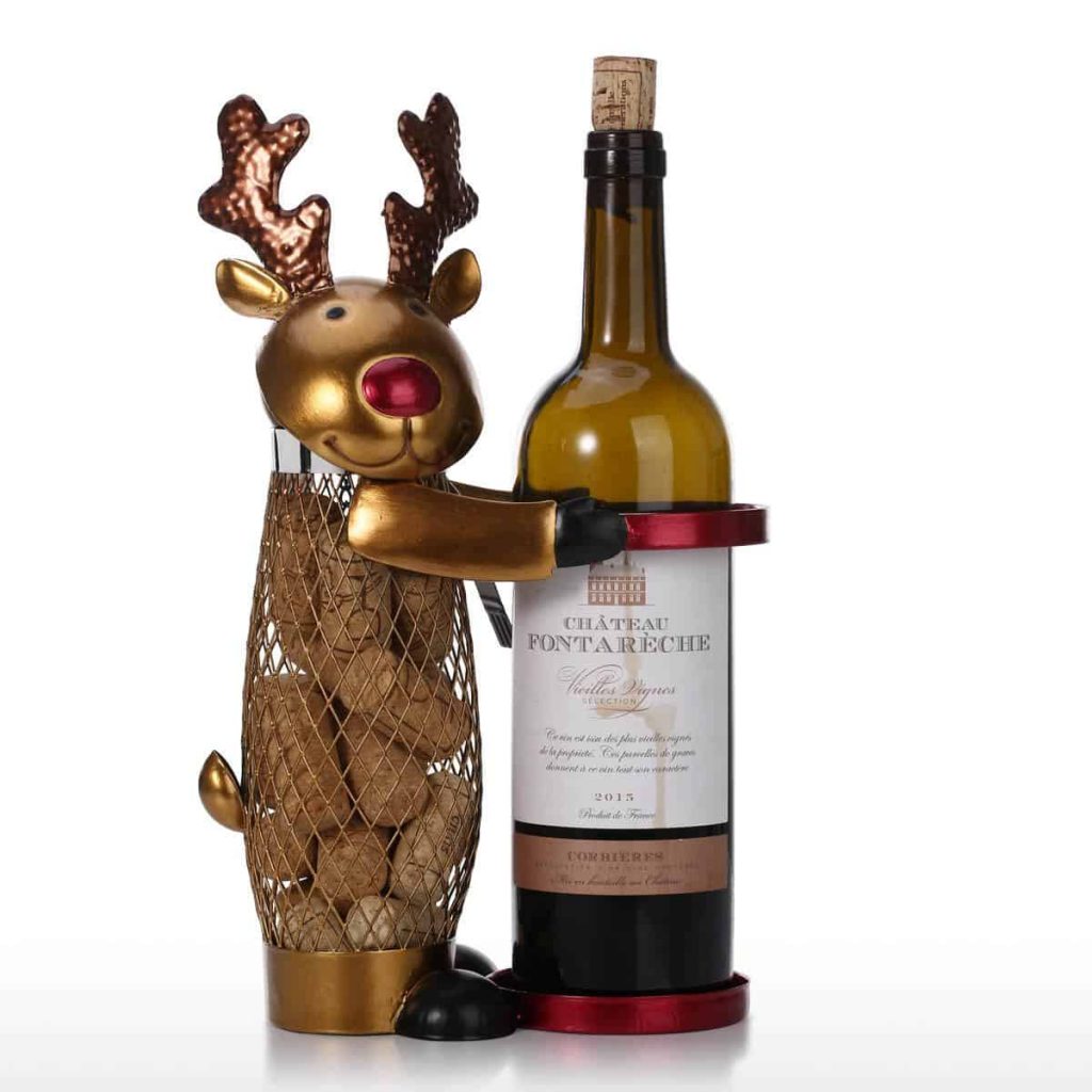 Netted Xmas Reindeer Wine Holder & Cork Cage - Grape Mart