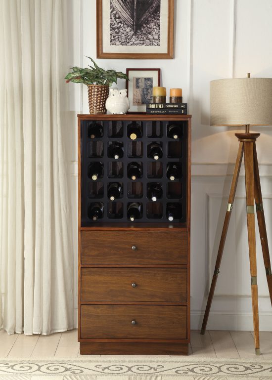 Wooden Wine Cabinet with Wine Bottle Rack and Three Drawers
