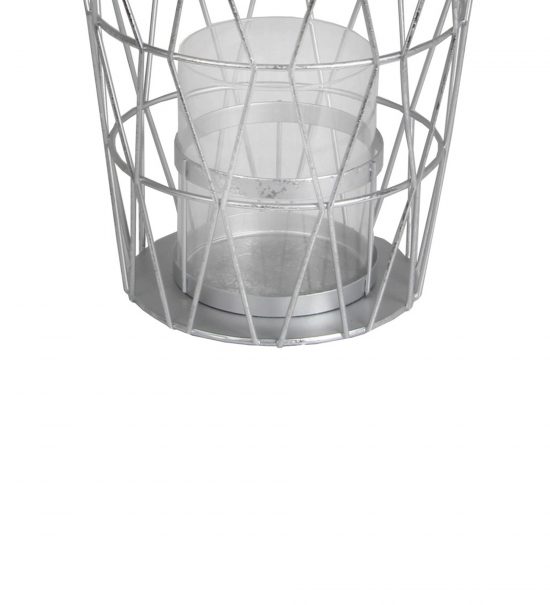 Geometric Design Metal Candle Holder with Glass Hurricane