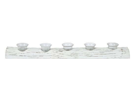 Wooden Branch Candle Holder with 5 Glass Hurricanes
